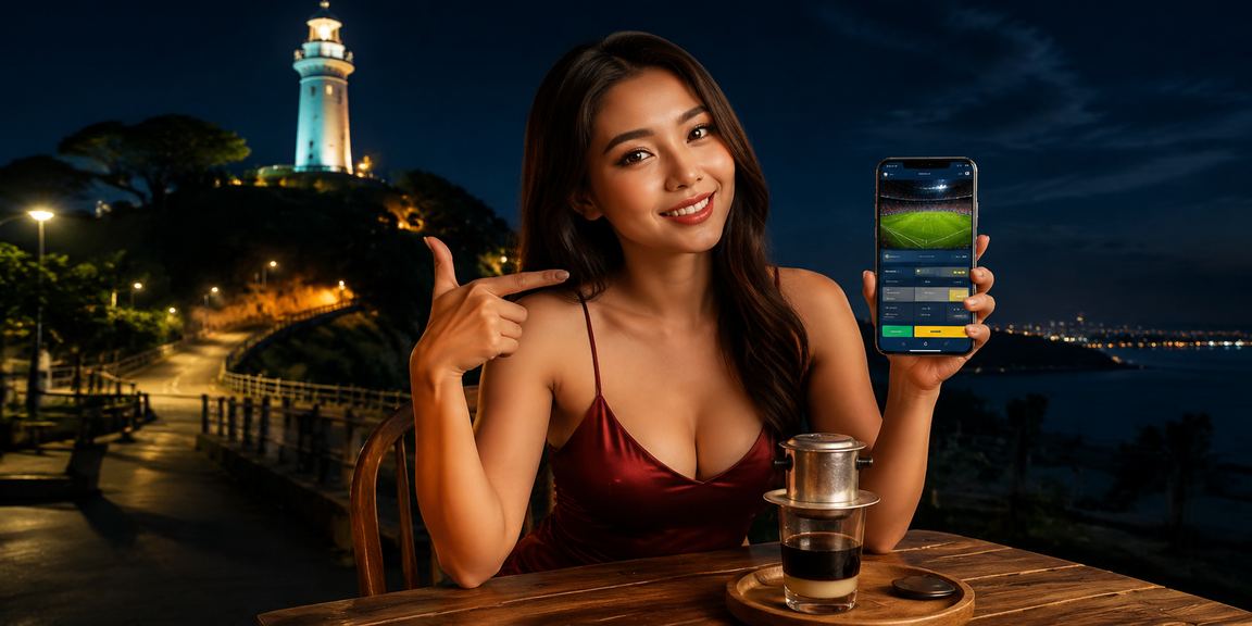 Người dùng tại Vũng Tàu ngồi cà phê theo dõi trận bóng đá và đặt cược thể thao trực tiếp trên vn781
